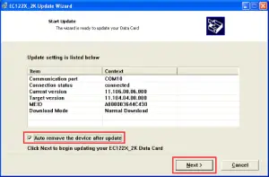 CDMA modem dongle firmware update - Auto Remove