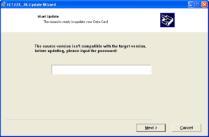 CDMA modem dongle firmware update - Password option