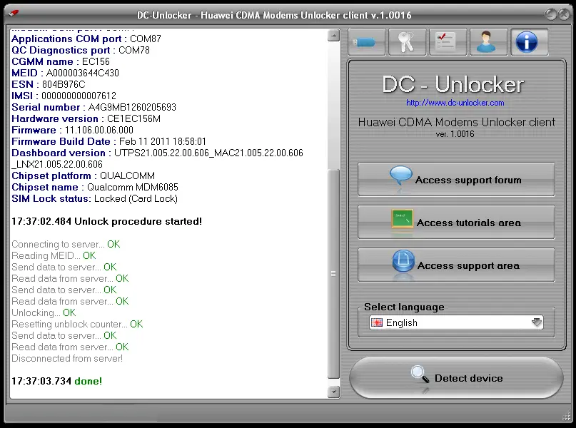 Download DC-Unlocker Huawei CDMA Modems Unlocker client v.1.0016 latest 