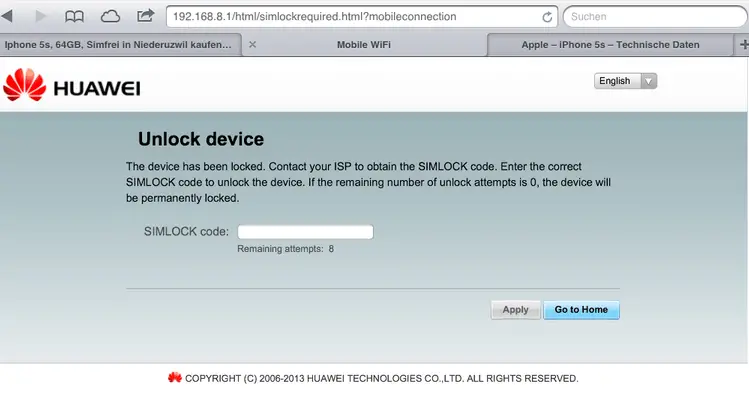 Unlock Huawei E5372 WiFi router