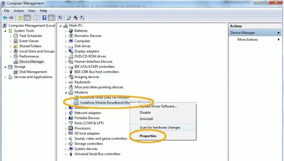 Modem Properties Modem Properties