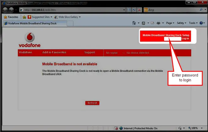 Vodafone Sharing Dock R101 login
