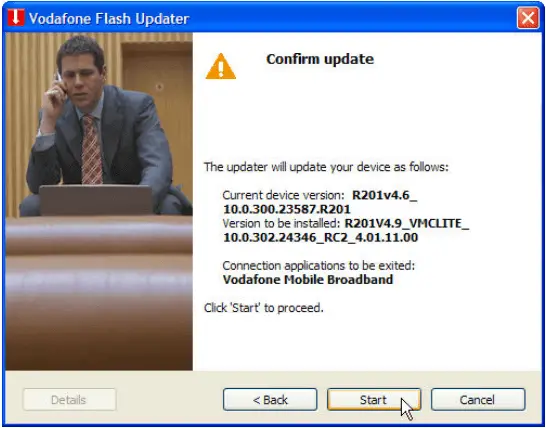 Vodaofne Flash Updater - Start