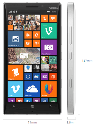 Nokia Lumia 930 Dimensions
