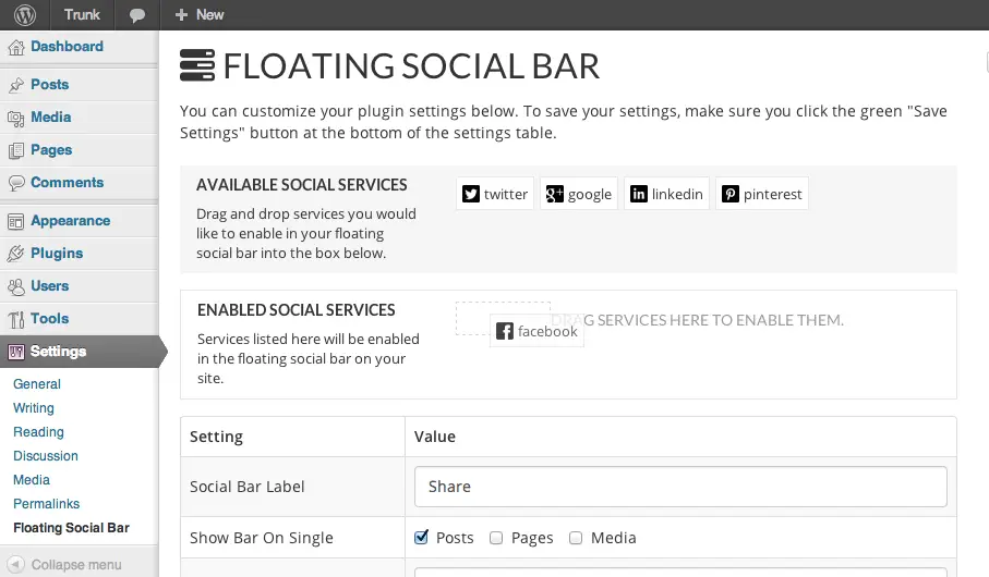 Floating Soical Bar - dragging