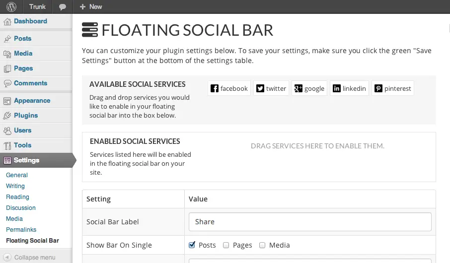 Floating social bar -choose