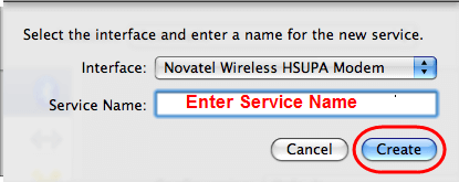 Novatel Installation - Create new service