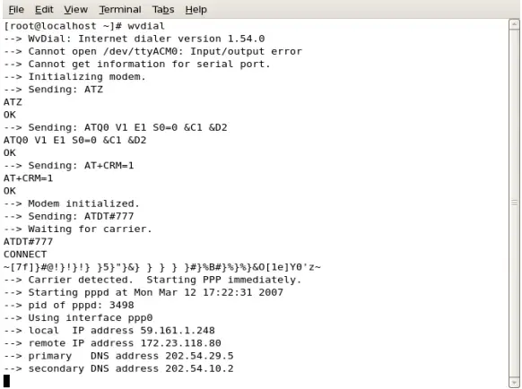 Run the command to connect to the internet