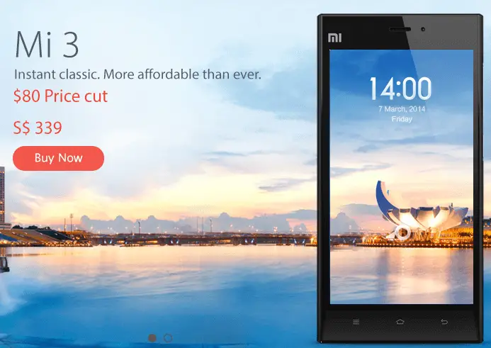 Xiaomi Mi 3 price cut