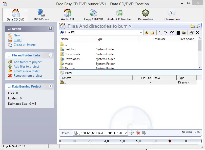 Kayote Free CD DVD Burner Freeware Tool