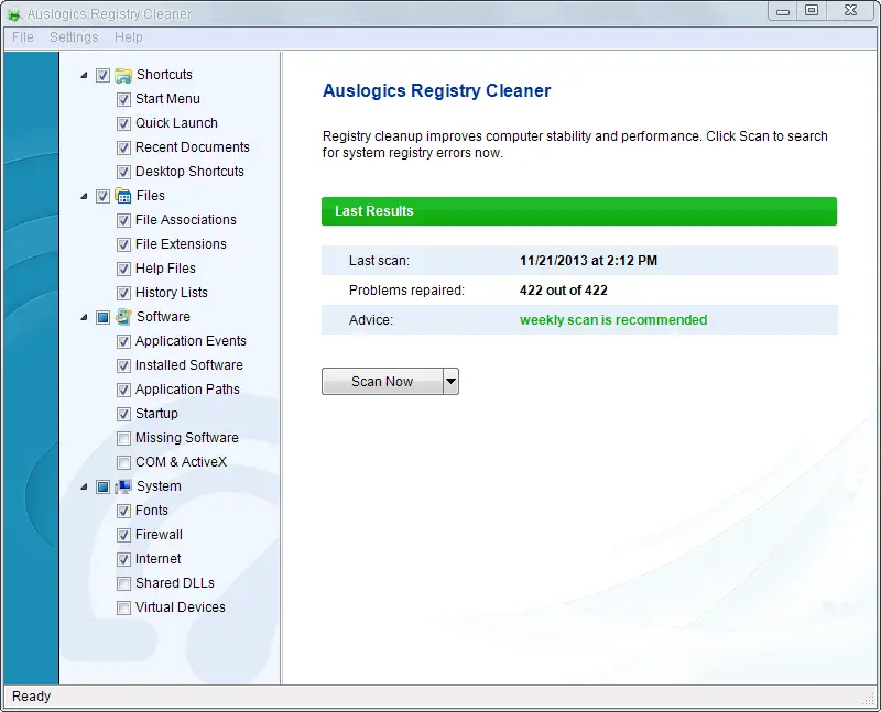 Auslogics Registry Cleaner