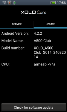 Xolo A500 Club - Check for software update