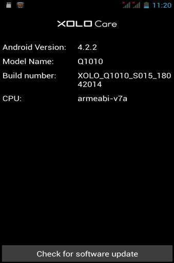 Xolo Q1010 firmware update - Check for software update
