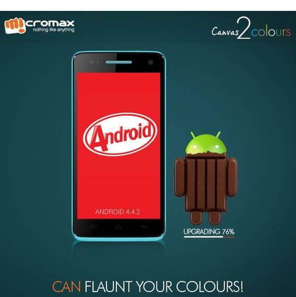 Micromax Canvas 2 Colours A120 Android 4.4 KitKat update