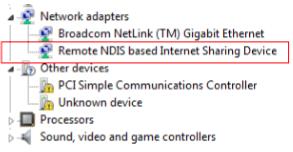 Remote Ndis Based Internet Sharing Device   Windows 7 -  8