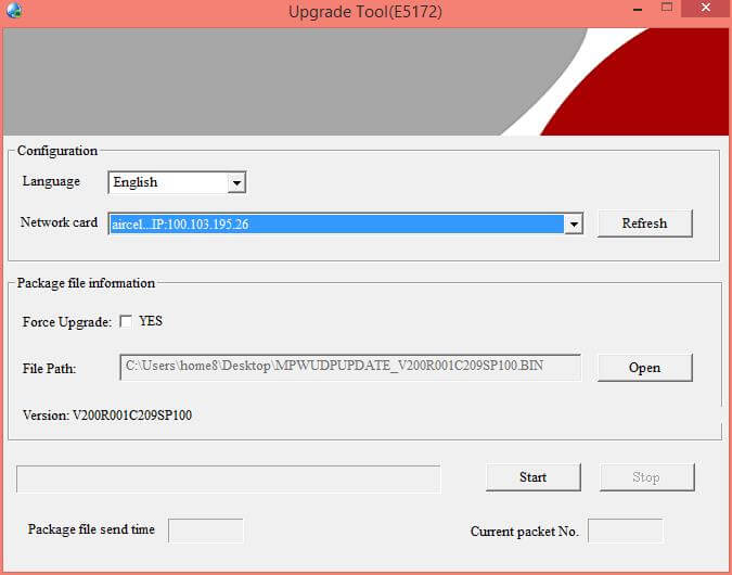 Huawei E5172 Firmware Update Tool - Selecting Bin File