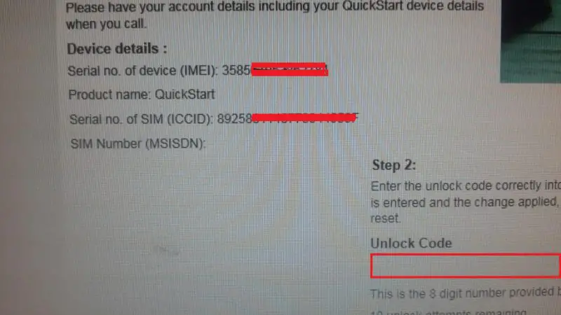 Vodafone K4203 Unlock Code request