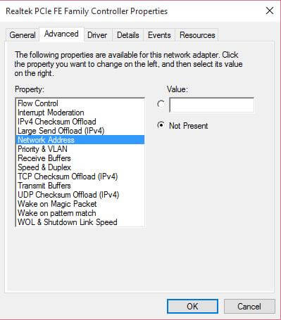 how to use a alternate mac address on windows 10