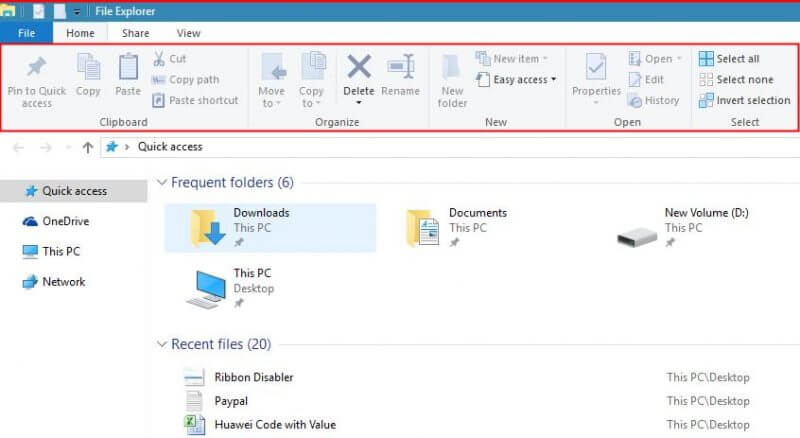 How To Disable File Explorer Ribbon In Windows 10