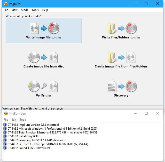 How to write an iso file to cd