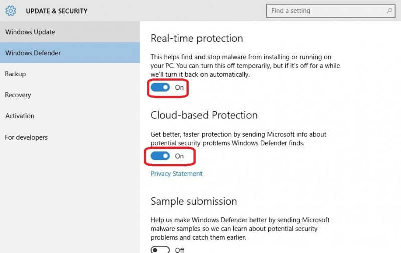 how to enable windows defender in windows 10