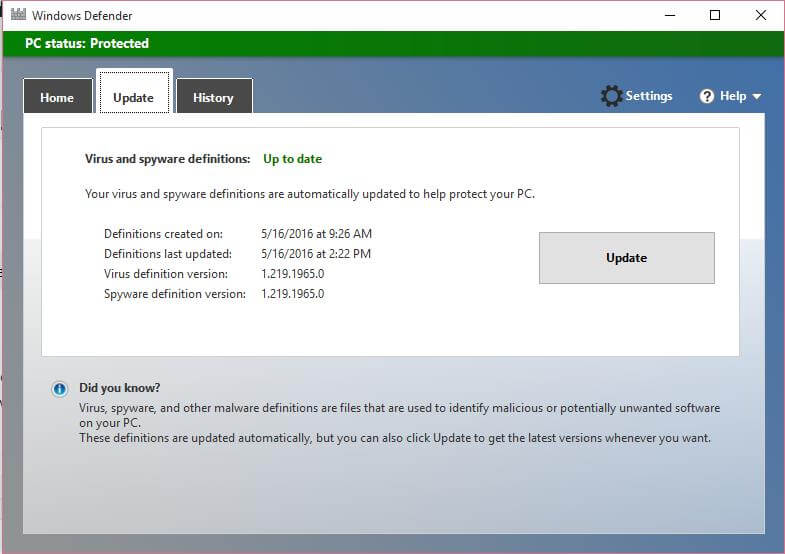 windows 7 defender update